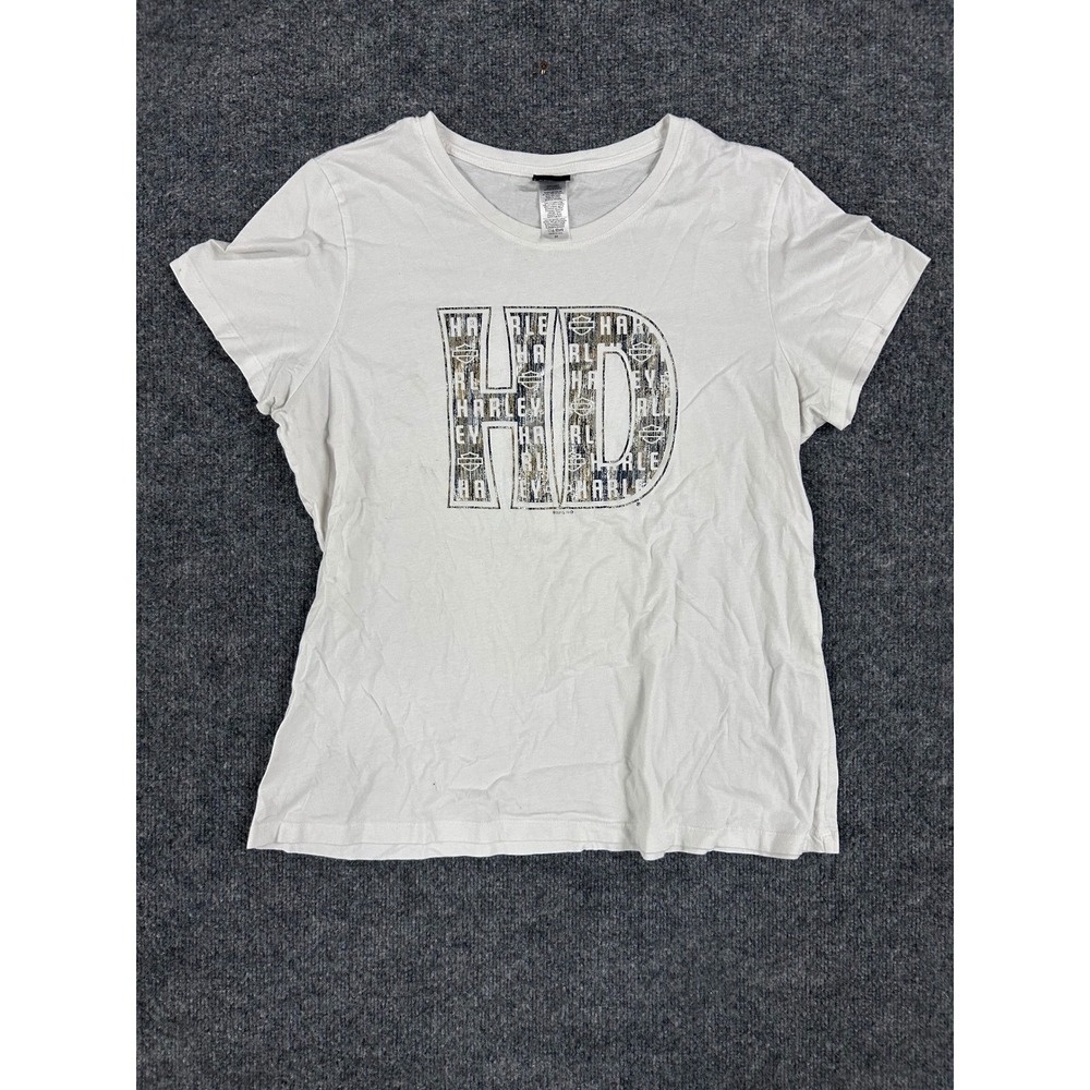Harley-Davidson T-Shirt Womens Size 2X White Graphic Cotton Short Sleeve USA